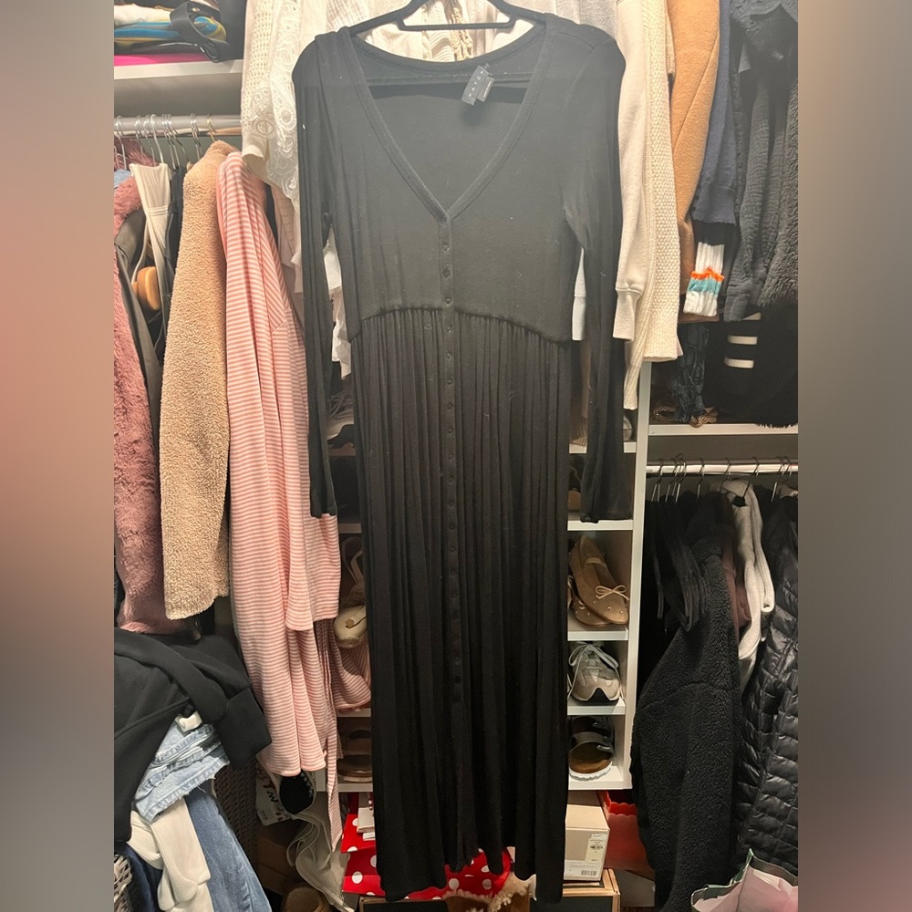 HATCH ribbed button up maternity dress